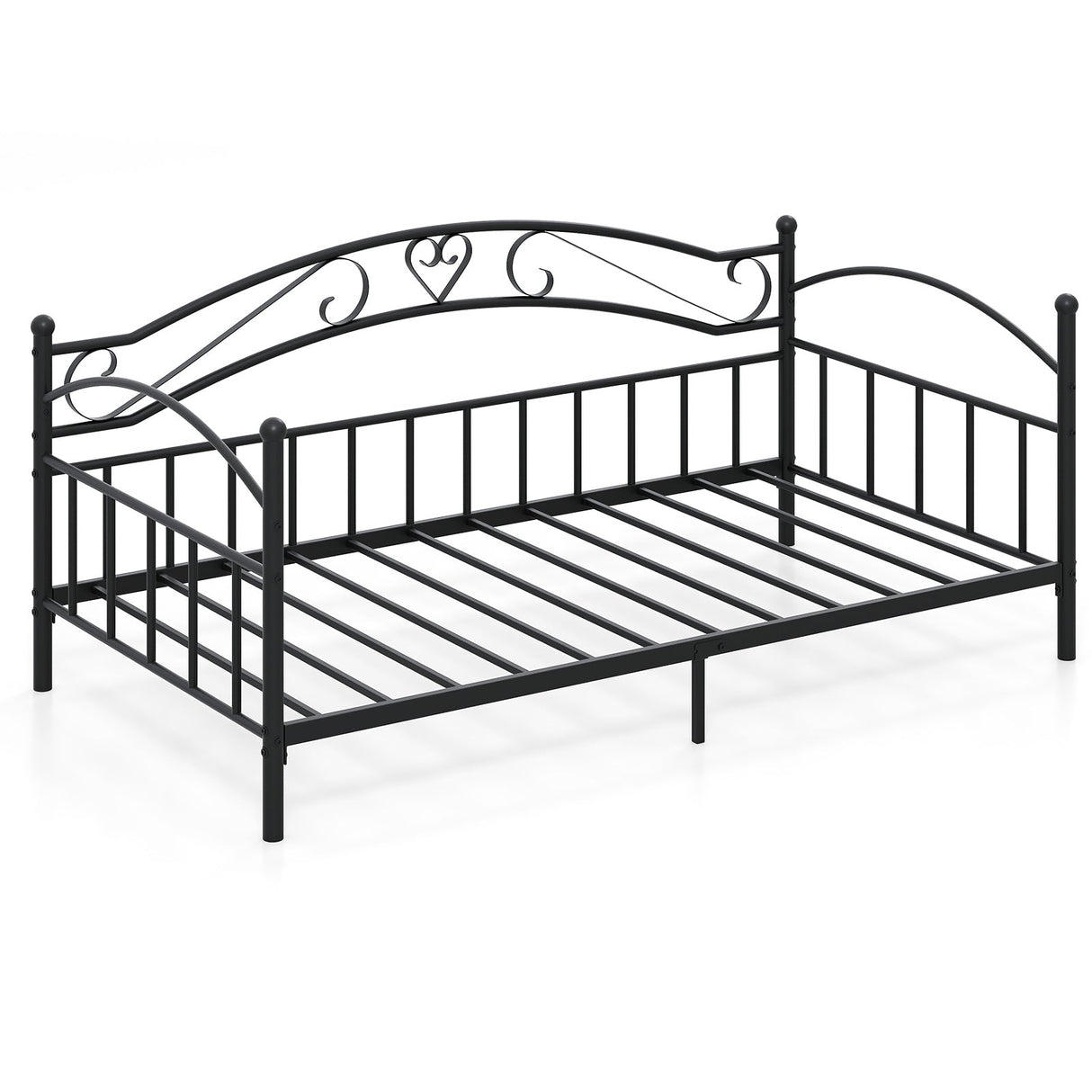 Twin Size Metal Daybed Frame with Headboard for Bedroom