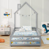 Cama de suelo Montessori individual con puerta con cerradura y barandilla de longitud completa