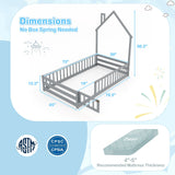 Cama de suelo Montessori individual con puerta con cerradura y barandilla de longitud completa