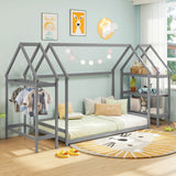 Cama baja Montessori individual con estantes de almacenamiento desmontables