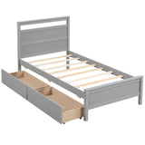 Marco de Cama Individual de Madera con 2 Cajones para Adolescentes y Adultos