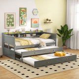 Cama Capitán Twin XL con 2 Camas Nido Twin y 3 Compartimentos de Almacenamiento - Gris