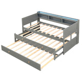 Cama Capitán Twin XL con 2 Camas Nido Twin y 3 Compartimentos de Almacenamiento - Gris