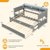 Cama Capitán Twin XL con 2 Camas Nido Twin y 3 Compartimentos de Almacenamiento - Gris