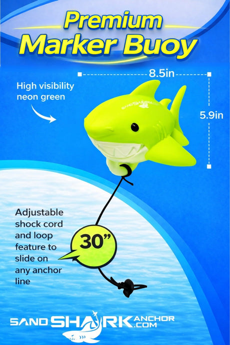 SandShark Anchor Shark-Shaped Floating Anchor Marker Buoy – High Visibility Anchor Marker for Boats, Jet Skis, PWC & Kayaks – Find Your Anchor, Prevent Accidental Hitting or Stepping on Anchors.