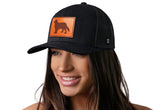 Golden Retriever Trucker Hat Leather  |  Black Dog Snapback