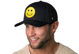 Smiley Face Trucker Hat  |  Black Emoji Snapback