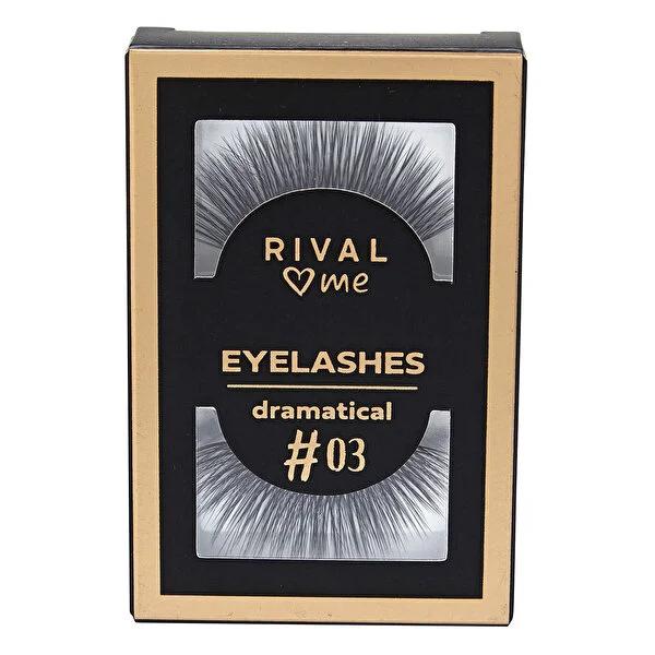 Rival Loves Me False Eyelashes No:03 Dramatical - Natural Look, Includes Adhesive, Enhances Beauty