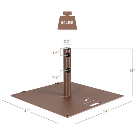 Base para Sombrilla de Patio Cuadrada de 24 Pulgadas y 50 Libras de Peso