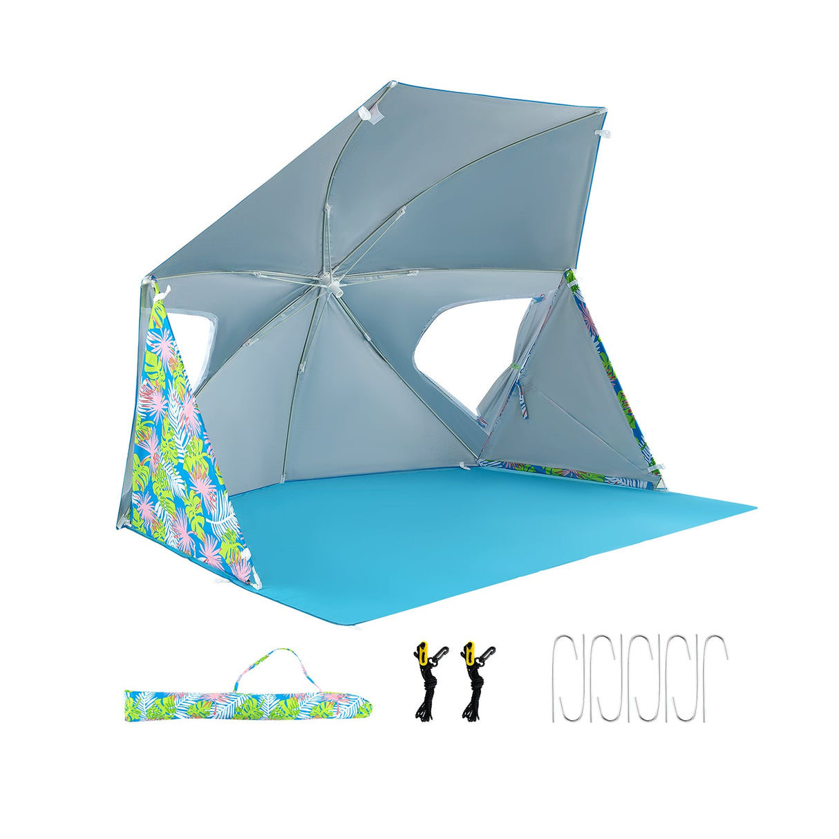 Sombrilla de Playa con Protección Solar UPF50+ y Bolsa de Transporte Portátil - Azul