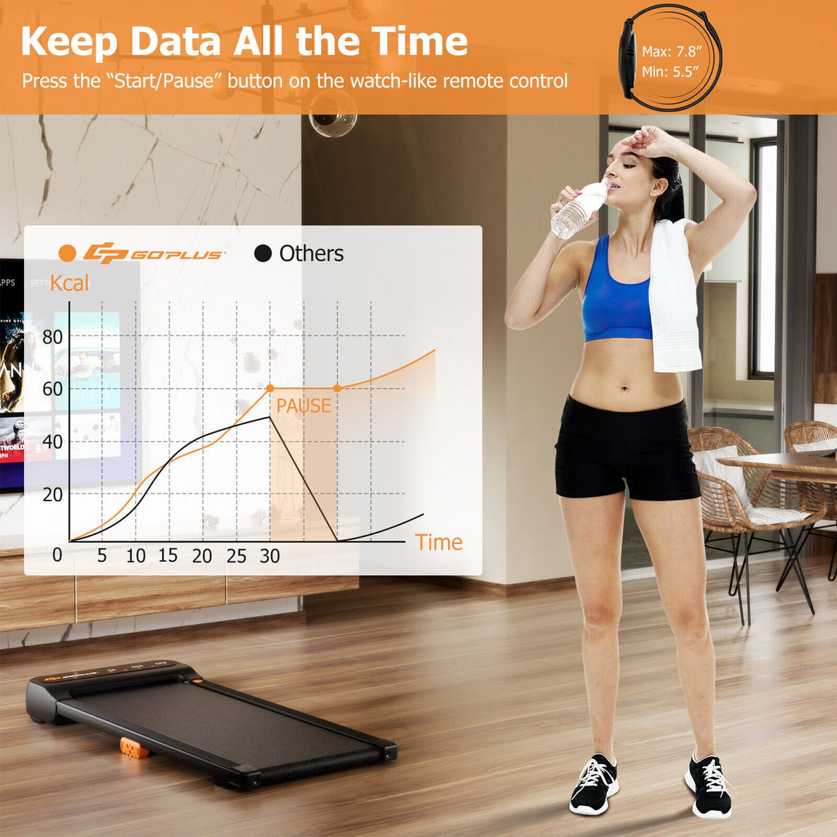 Cinta de correr debajo del escritorio para el hogar/la oficina con control remoto tipo reloj