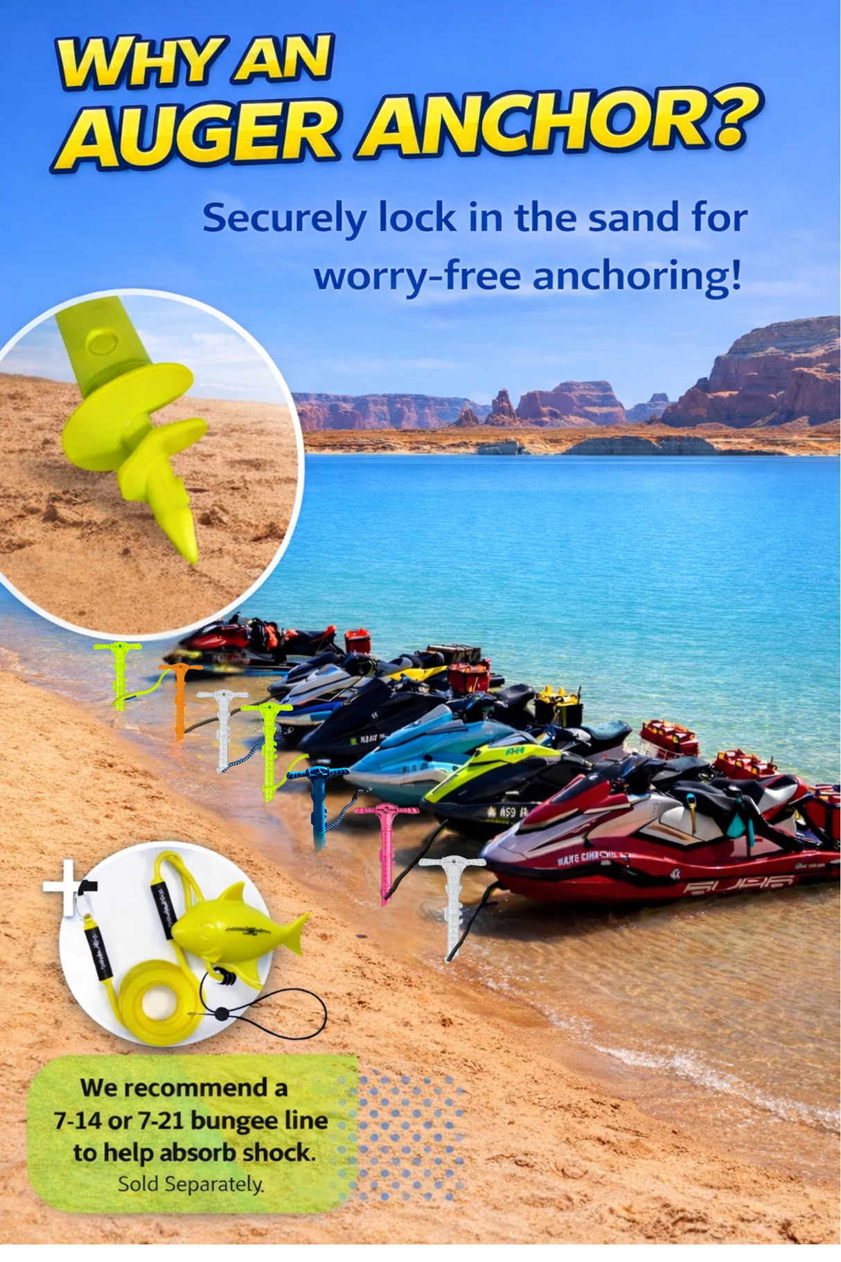 Sport Anchor with Carrying Case- Shallow Water Anchor Pole for Boats and PWC. Easy Storage, High-Strength ABS (4' tall)
