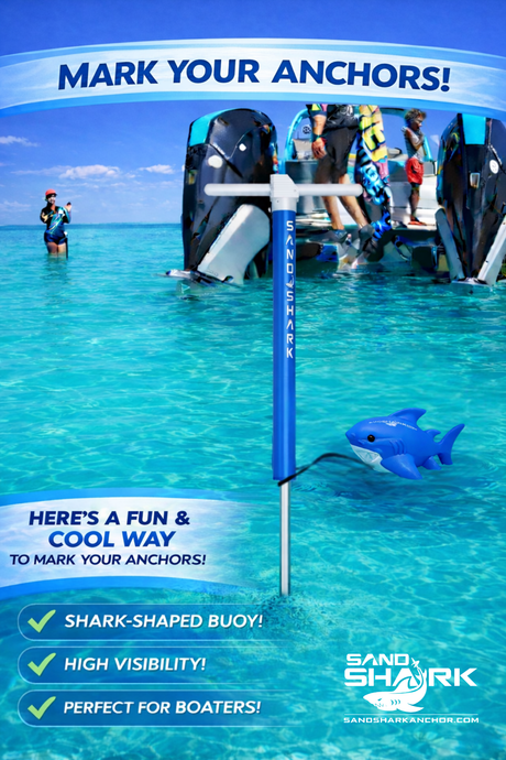 SandShark Anchor Shark-Shaped Floating Anchor Marker Buoy – High Visibility Anchor Marker for Boats, Jet Skis, PWC & Kayaks – Find Your Anchor, Prevent Accidental Hitting or Stepping on Anchors.