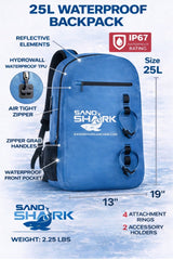 Mochila Impermeable SandShark 25L – Mochila Sumergible IP67 con Cremallera Hermética, Carcasa de TPU, Funda para Portátil – Bolsa Seca Impermeable para Navegación, Playa, Natación, Viajes y Deportes Acuáticos