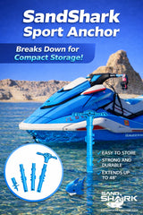 Sport Anchor with Carrying Case- Shallow Water Anchor Pole for Boats and PWC. Easy Storage, High-Strength ABS (4' tall)