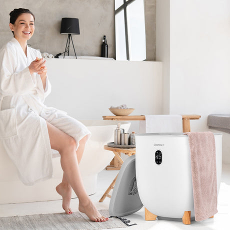 Cubo calentador de toallas de 20 l con calentador de aire PTC para un calentamiento rápido y uniforme - Blanco