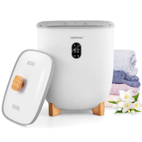 Cubo calentador de toallas de 20 l con calentador de aire PTC para un calentamiento rápido y uniforme - Blanco