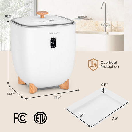 Cubo calentador de toallas de 20 l con calentador de aire PTC para un calentamiento rápido y uniforme - Blanco
