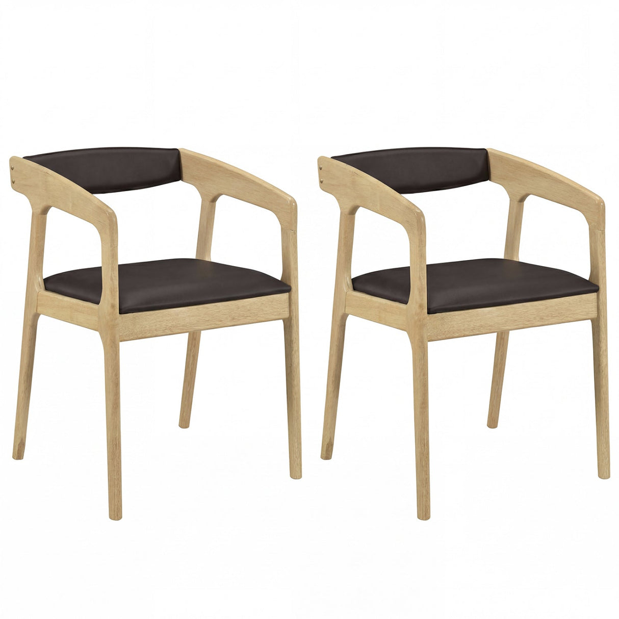 Juego de 2 sillones tapizados con respaldo cómodo y cojín acolchado - Marrón