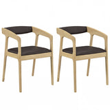 Juego de 2 sillones tapizados con respaldo cómodo y cojín acolchado - Marrón