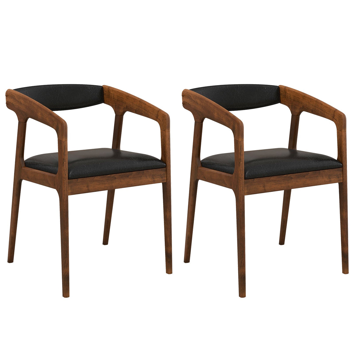 Juego de 2 sillones tapizados con respaldo cómodo y cojín acolchado - Marrón