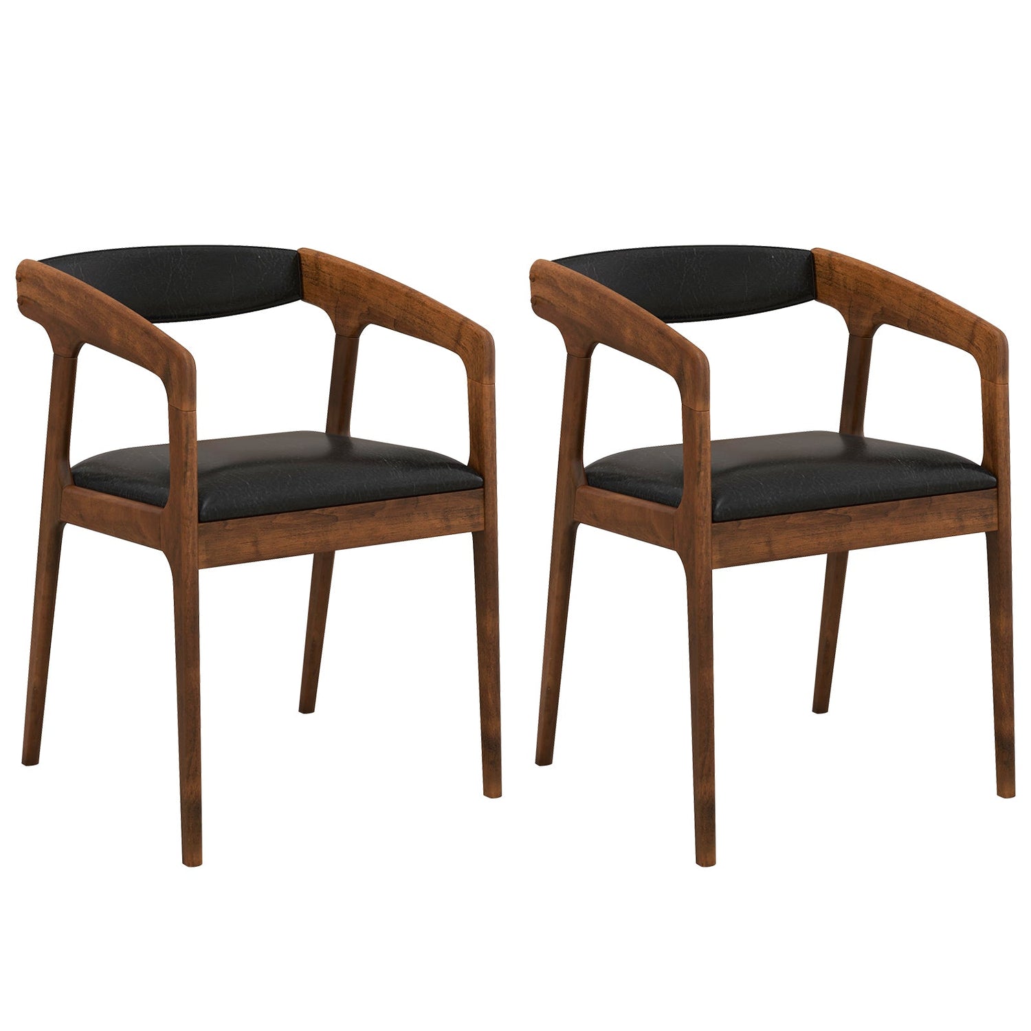 Juego de 2 sillones tapizados con respaldo cómodo y cojín acolchado - Marrón