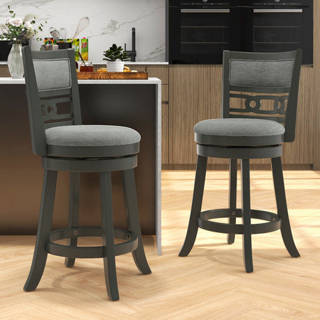 Silla de bar de 26 pulgadas de altura de mostrador con asiento giratorio de madera y reposapiés para bares y restaurantes