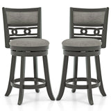 26" Counter Height Bar Chair with Wooden Frame Swivel Seat and Footrest for Pub Bar Restaurant