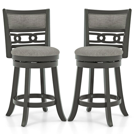 Silla de bar de 26 pulgadas de altura de mostrador con asiento giratorio de madera y reposapiés para bares y restaurantes