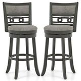 26" Counter Height Bar Chair with Wooden Frame Swivel Seat and Footrest for Pub Bar Restaurant
