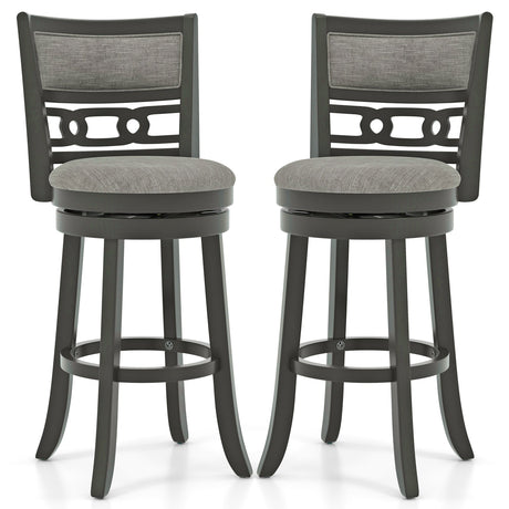 Silla de bar de 26 pulgadas de altura de mostrador con asiento giratorio de madera y reposapiés para bares y restaurantes