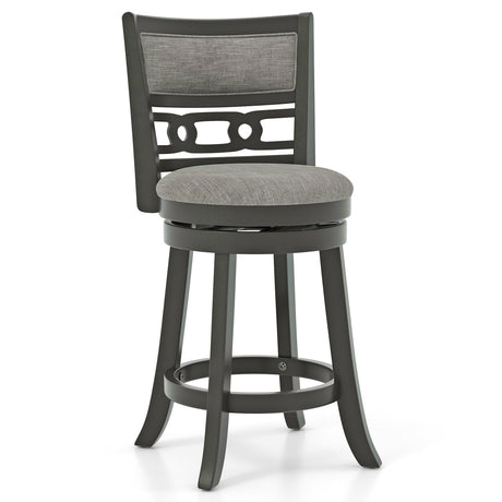 Silla de bar de 26 pulgadas de altura de mostrador con asiento giratorio de madera y reposapiés para bares y restaurantes