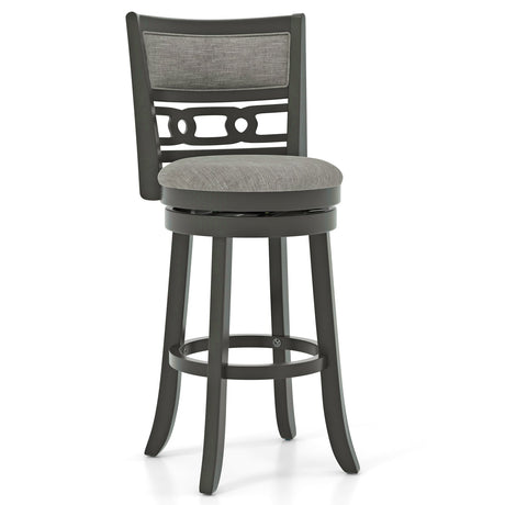 Silla de bar de 26 pulgadas de altura de mostrador con asiento giratorio de madera y reposapiés para bares y restaurantes