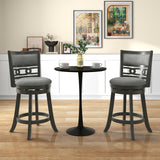 26" Counter Height Bar Chair with Wooden Frame Swivel Seat and Footrest for Pub Bar Restaurant