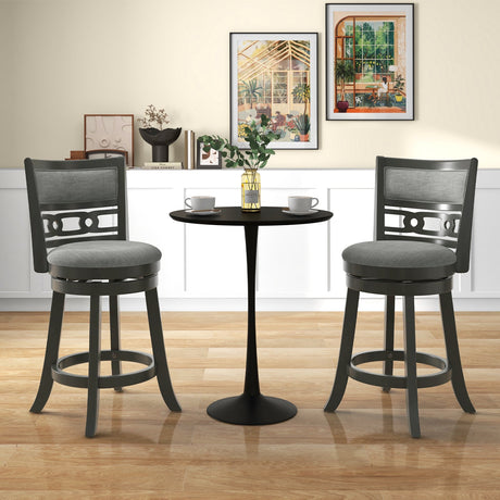 Silla de bar de 26" de altura de mostrador con estructura de madera, asiento giratorio y reposapiés para bares, pubs y restaurantes