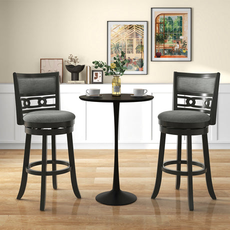 Silla de bar de 26" de altura de mostrador con estructura de madera, asiento giratorio y reposapiés para bares, pubs y restaurantes