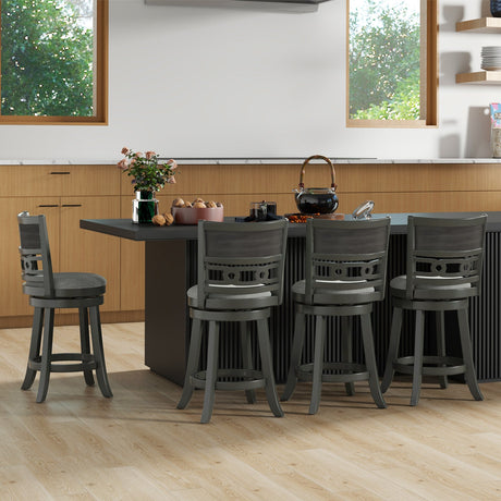 Silla de bar de 26" de altura de mostrador con estructura de madera, asiento giratorio y reposapiés para bares, pubs y restaurantes