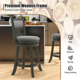 26" Counter Height Bar Chair with Wooden Frame Swivel Seat and Footrest for Pub Bar Restaurant