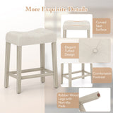 Juego de 4 taburetes tapizados de altura de encimera con asiento de silla de montar curvo