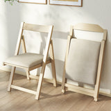Folding Upholstered Dining Chair Set of 4 with Curved Backrest