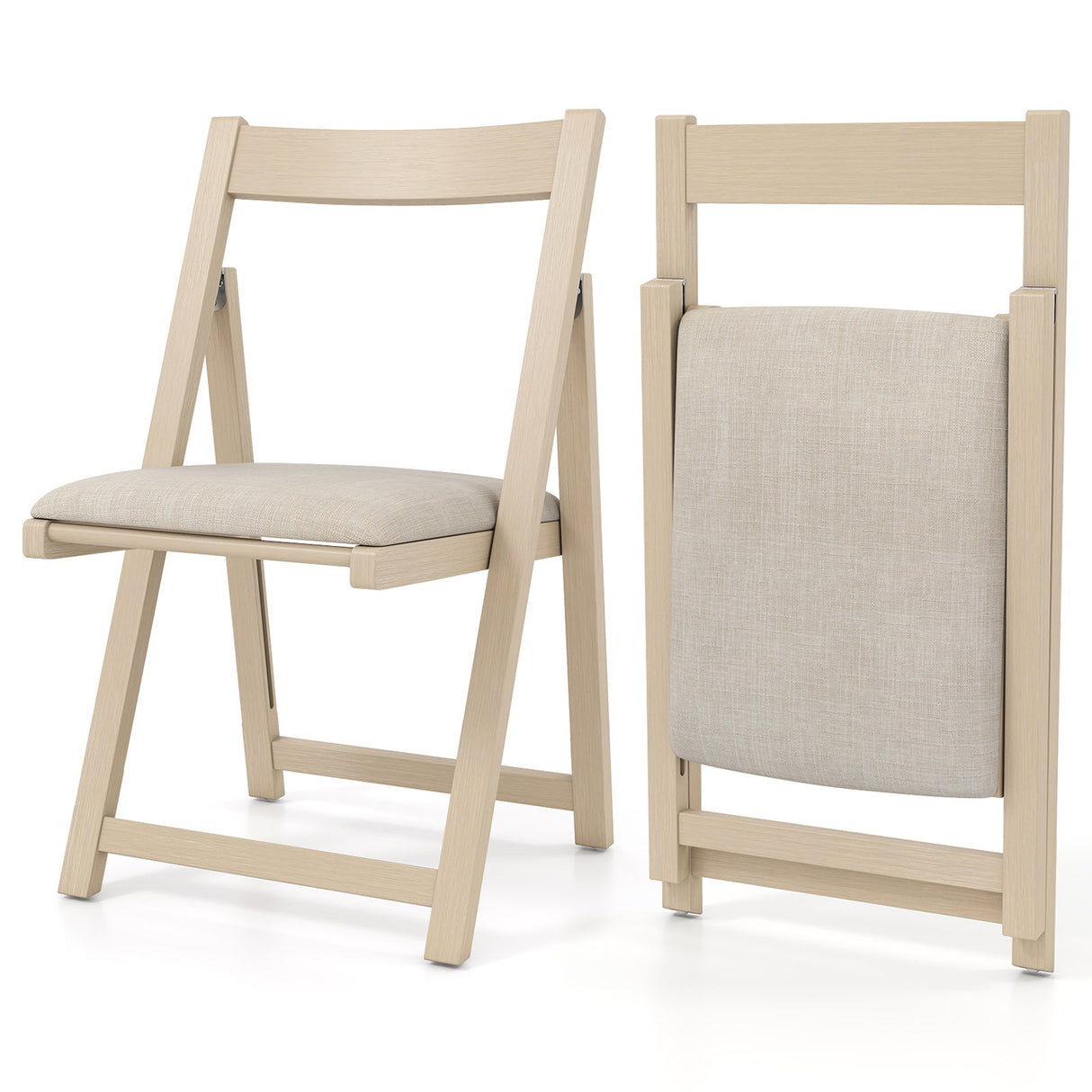Folding Upholstered Dining Chair Set of 4 with Curved Backrest