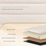 Upholstered Fabric Storage Ottoman Bench for End of Bed with 2 Struts-White