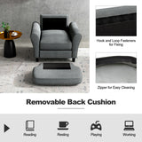 Sillón tapizado moderno con patas de madera de caucho