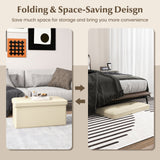Upholstered Rectangle Footstool with PVC Leather Surface and Storage Function