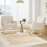 Upholstered Rocking Chair with and Solid Wood Base