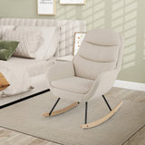 Upholstered Rocking Chair Nursery Glider Rocker with Padded Backrest and Seat-Beige