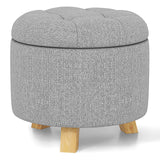 Otomana redonda tapizada con patas sólidas de goma - Gris