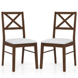 Upholstered Side Dining Chairs Set of 2 with Rubber Wood Frame