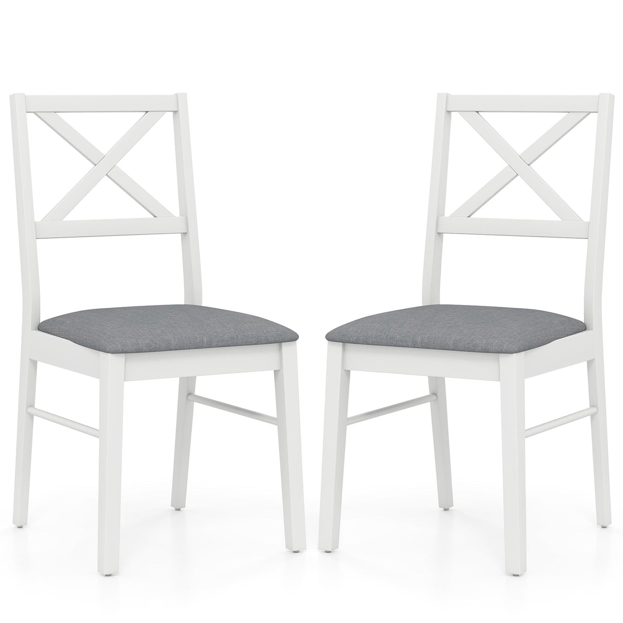 Upholstered Side Dining Chairs Set of 2 with Rubber Wood Frame