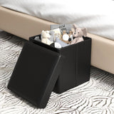 Upholstered Square Footstool with PVC Leather Surface for Bedroom